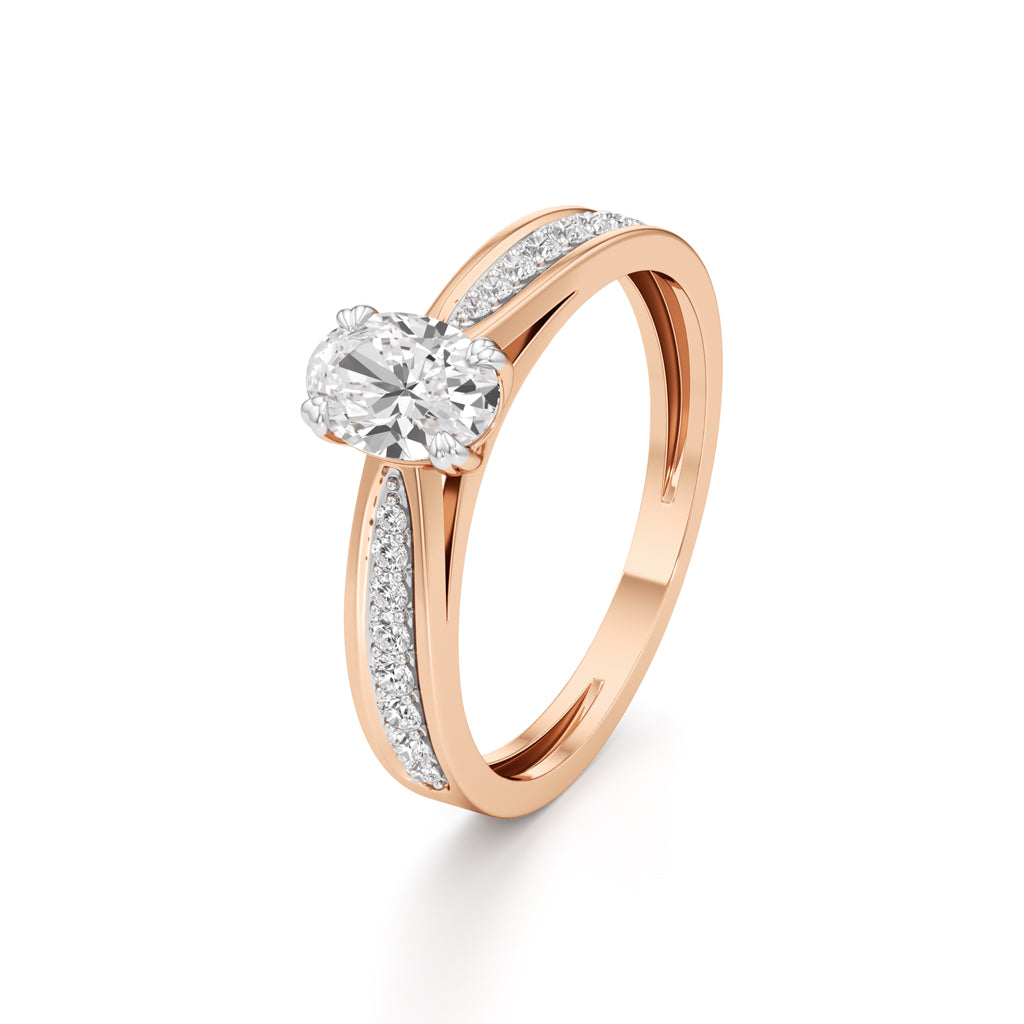 0.5Ct Oval Shape Office Wear Side Stone