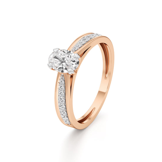 0.5Ct Oval Shape Office Wear Side Stone