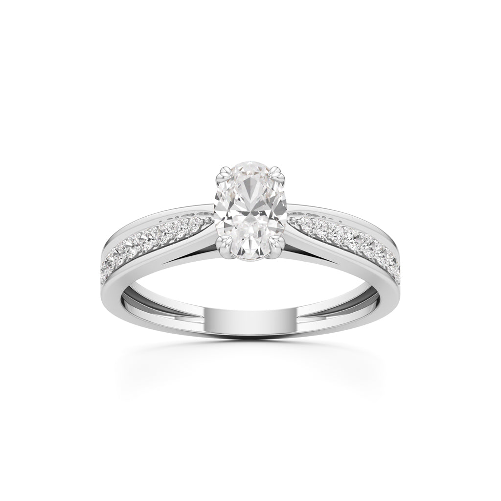 0.5Ct Oval Shape Office Wear Side Stone