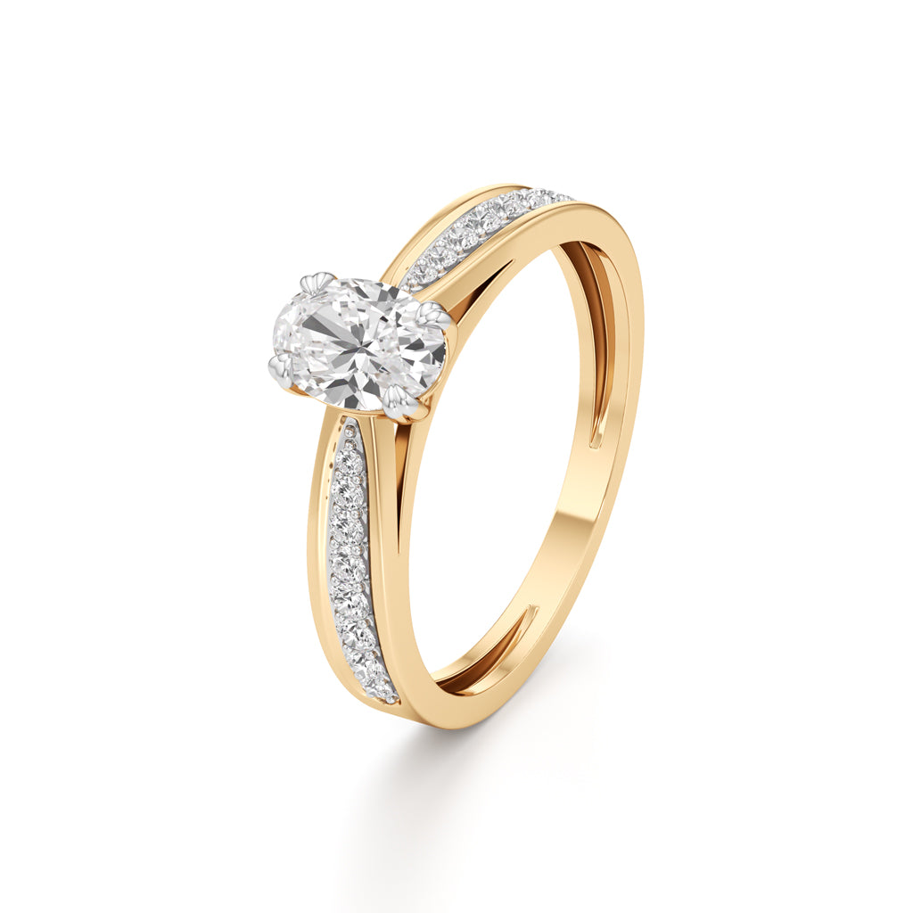 0.5Ct Oval Shape Office Wear Side Stone