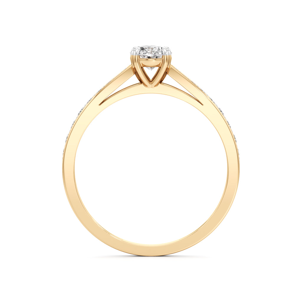 0.5Ct Oval Shape Office Wear Side Stone