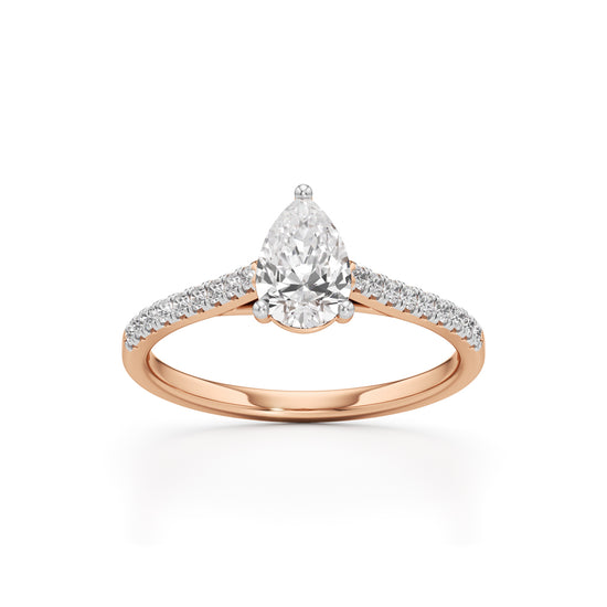 Teardrop Grace – 0.71 Ct Pear Shape Side Stone Ring