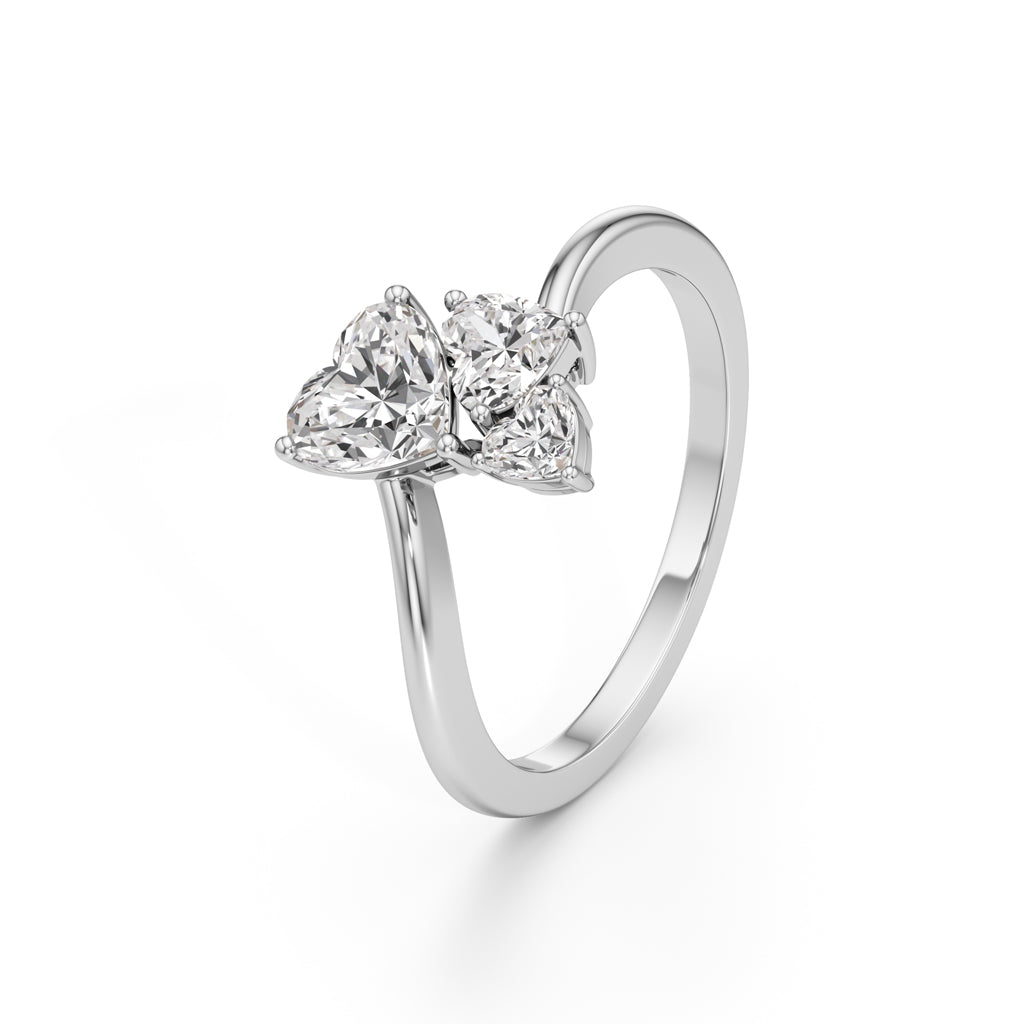 TrioHearts Harmony – 3 Heart Diamond Cluster Ring