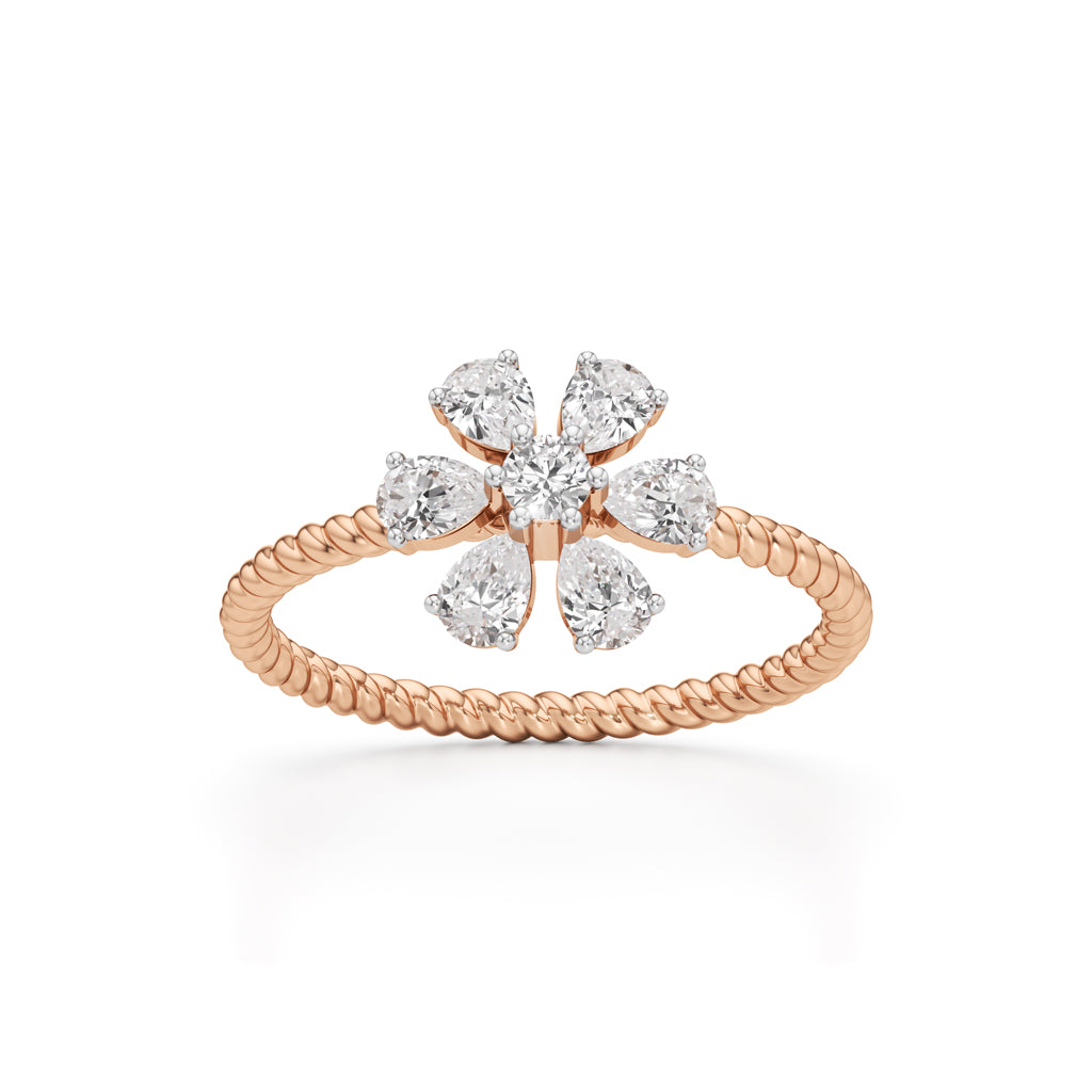 Twisted Bloom Petite Diamond Ring