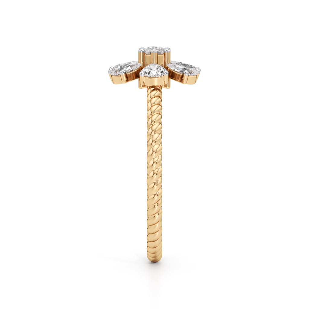 Twisted Bloom Petite Diamond Ring