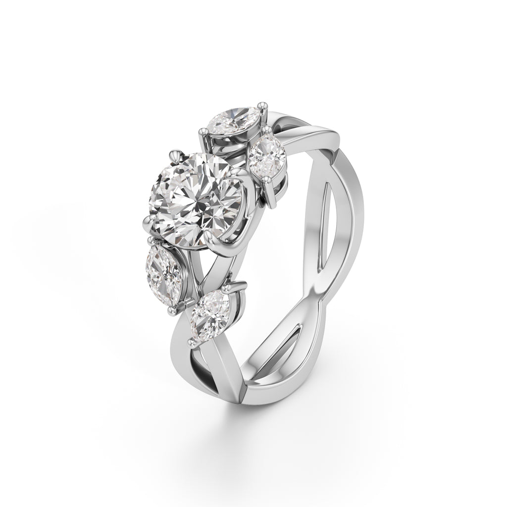 1Ct. Round Celestia Twist Diamond Ring