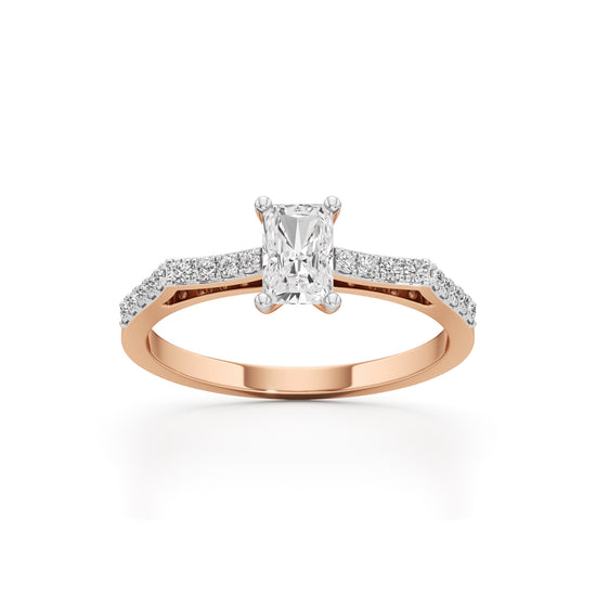 Radiant Cut Solitaire Pave Ring