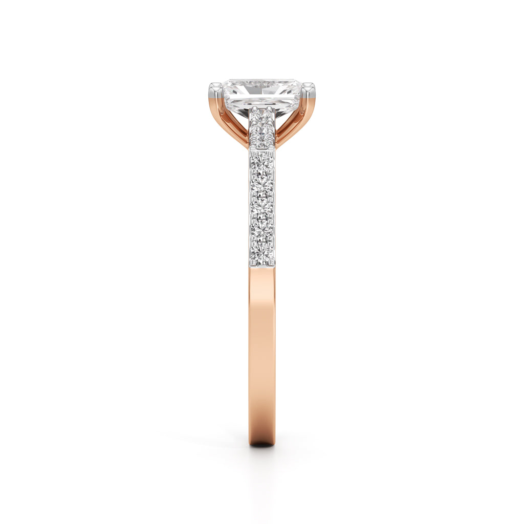 Radiant Cut Solitaire Pave Ring