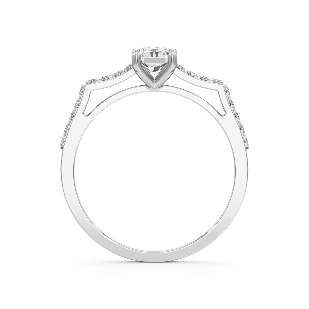 Radiant Cut Solitaire Pave Ring