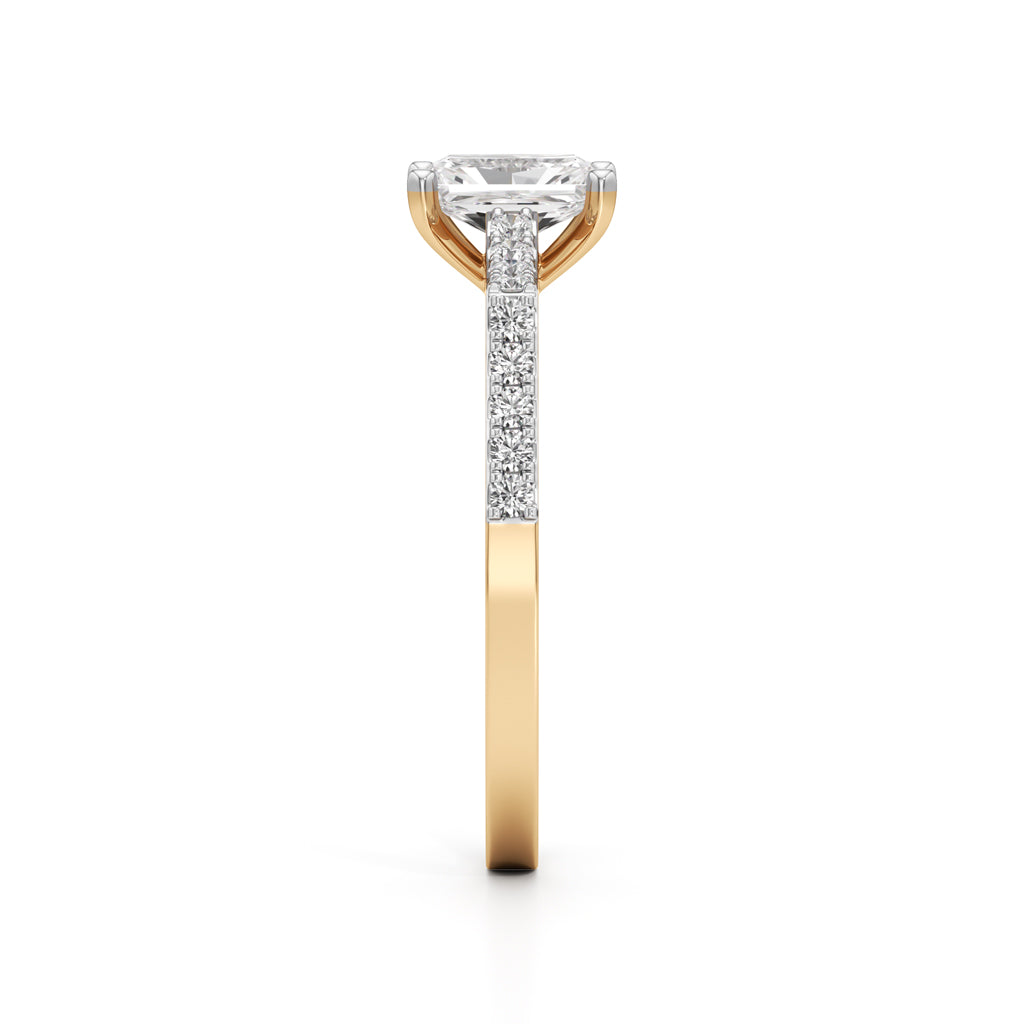 Radiant Cut Solitaire Pave Ring