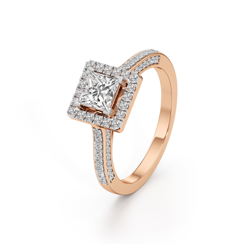 Square Halo Engagement Ring