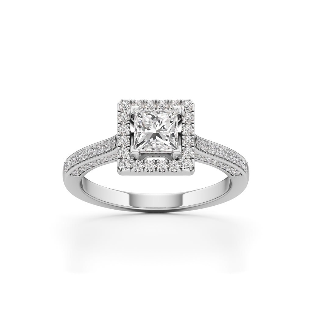 Square Halo Engagement Ring