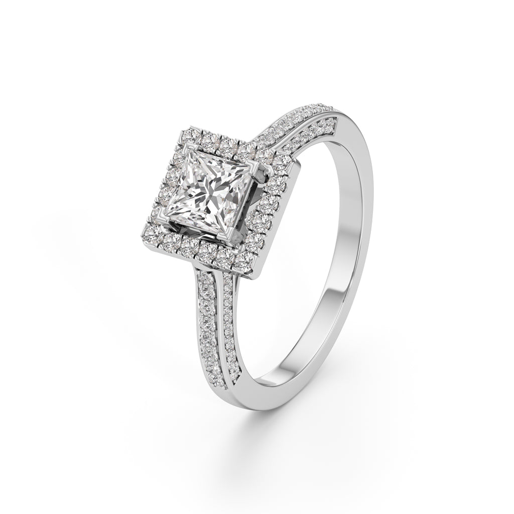 Square Halo Engagement Ring