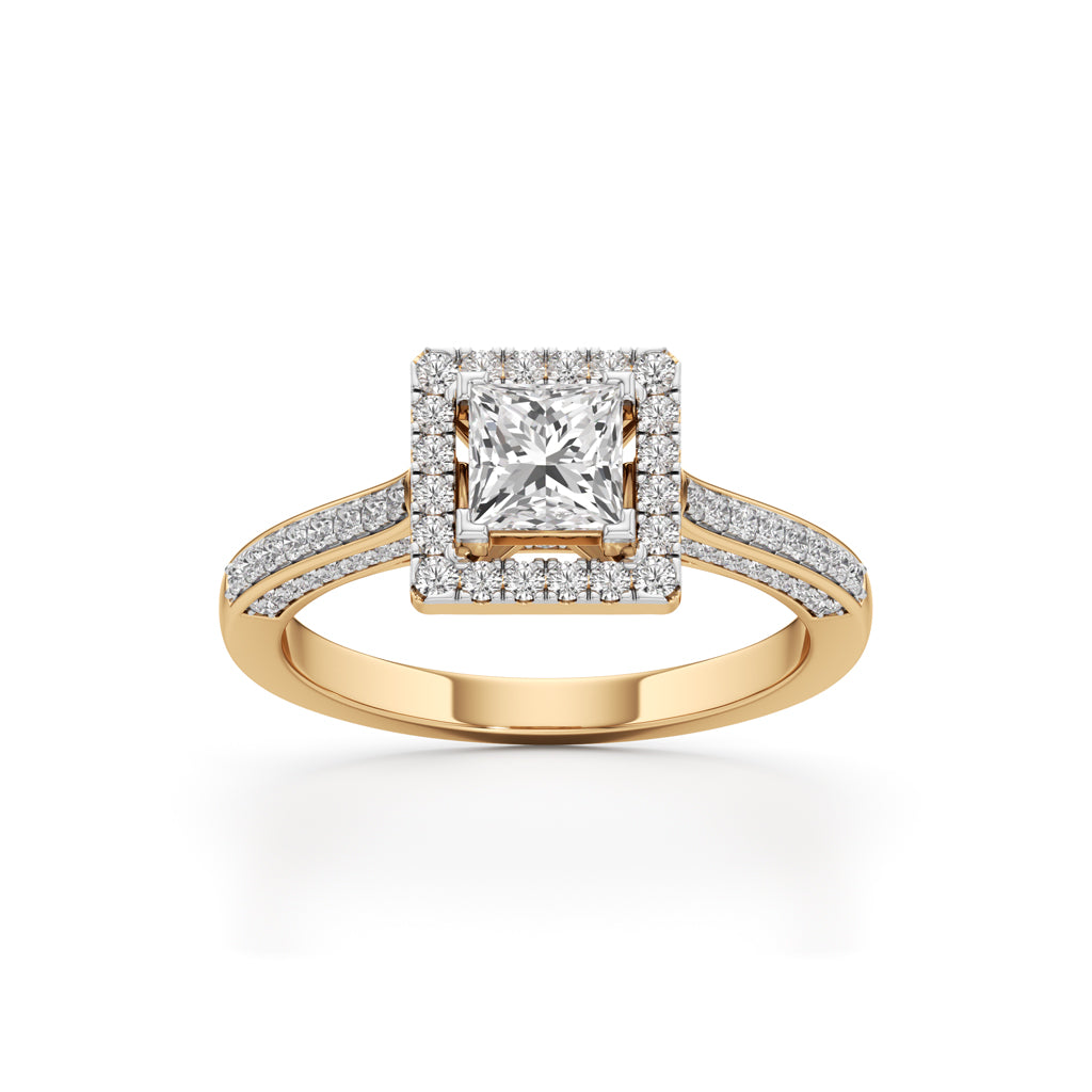 Square Halo Engagement Ring