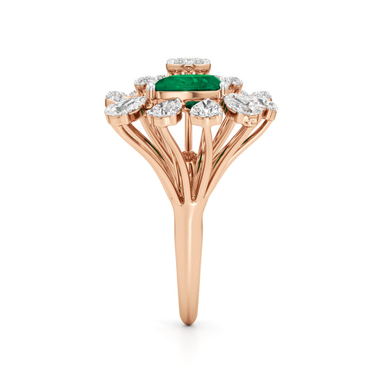 Emerald & Diamond Bloom Ring