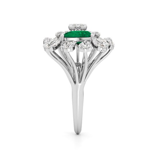 Emerald & Diamond Bloom Ring