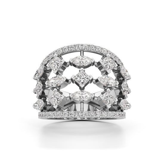 Regal Grid Diamond Statement Ring