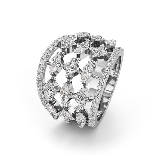 Regal Grid Diamond Statement Ring