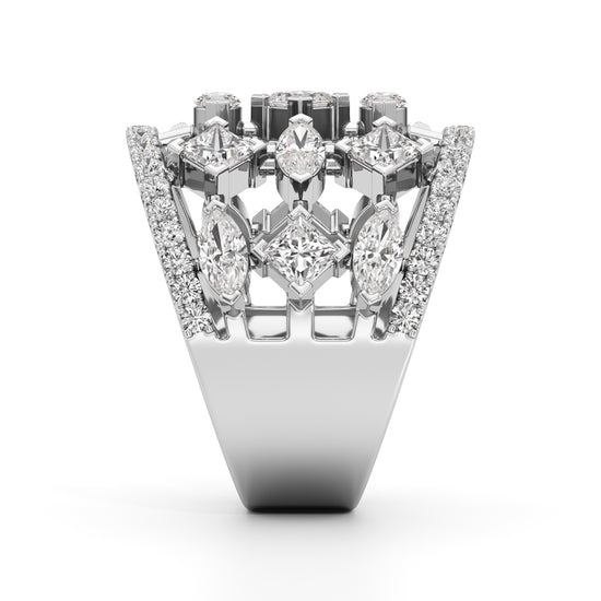 Regal Grid Diamond Statement Ring