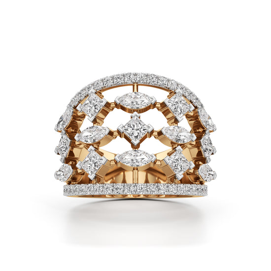 Regal Grid Diamond Statement Ring