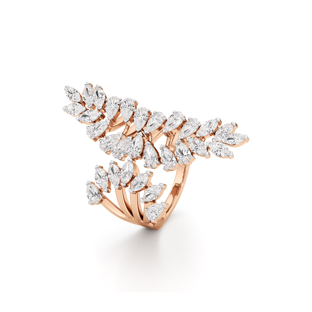 Whispering Leaves Diamond Statement Ring