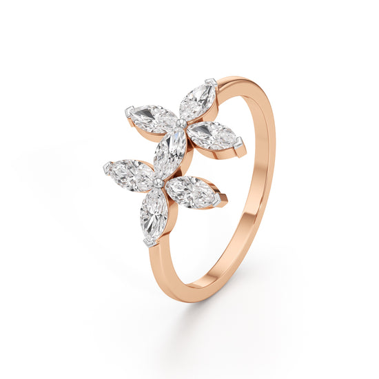 Dual Blossom Diamond Ring
