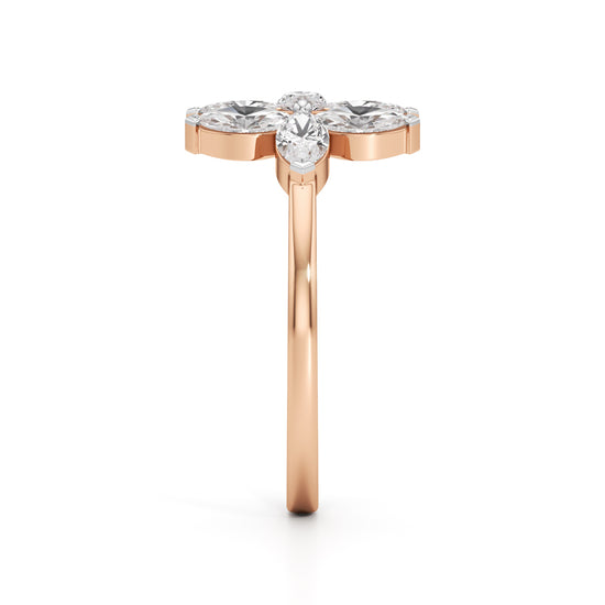 Dual Blossom Diamond Ring