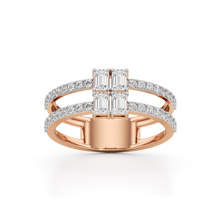Radiant Quad Diamond Split Shank Ring