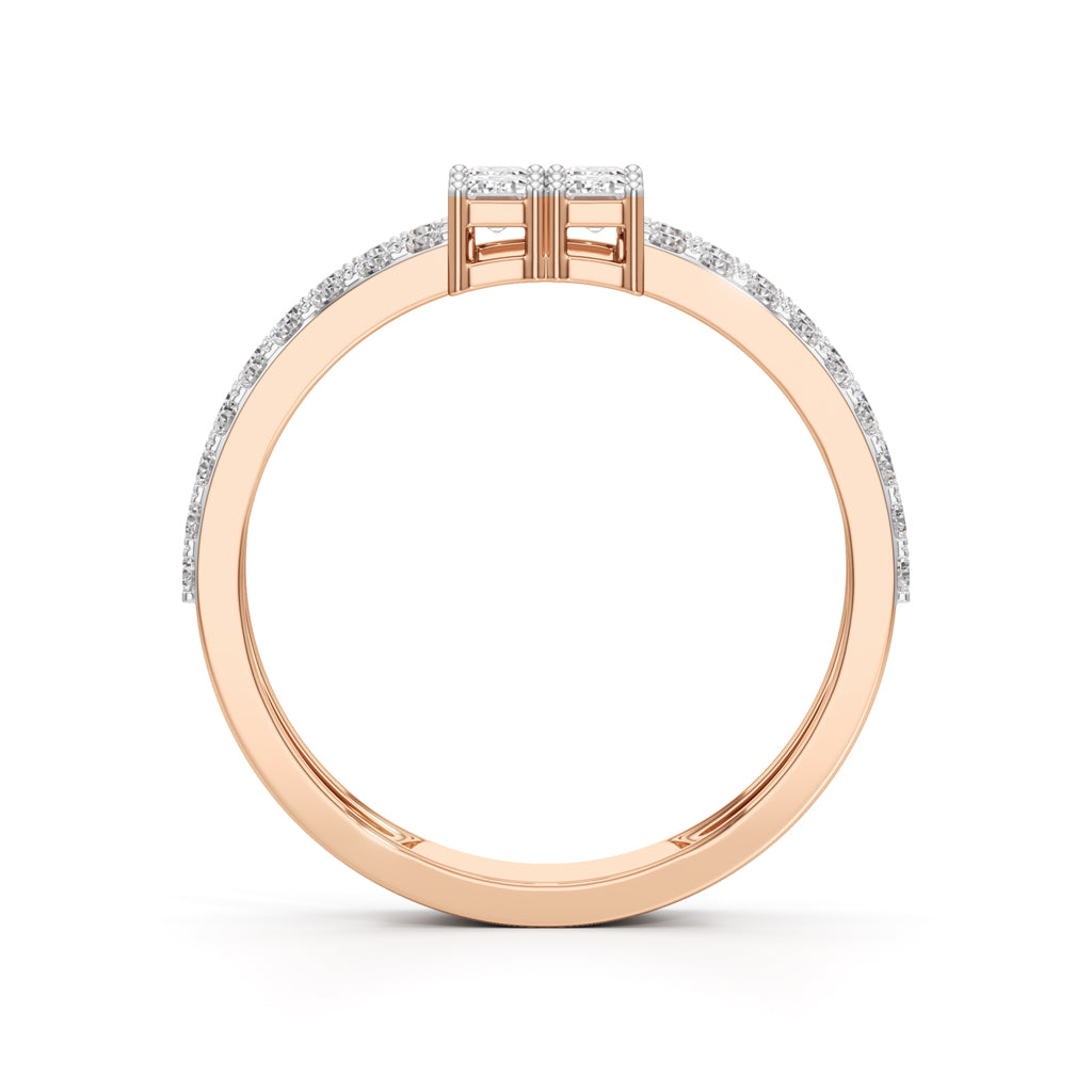 Radiant Quad Diamond Split Shank Ring