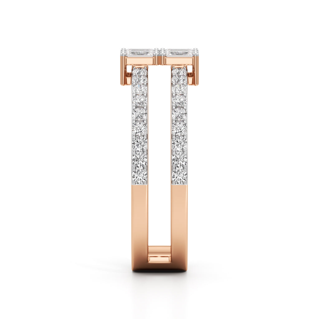 Radiant Quad Diamond Split Shank Ring