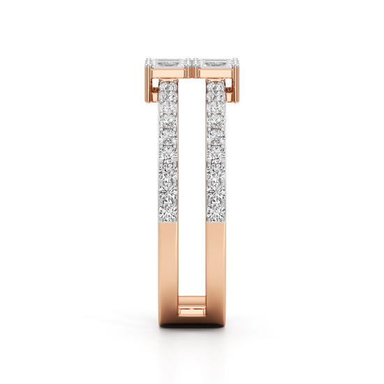 Radiant Quad Diamond Split Shank Ring