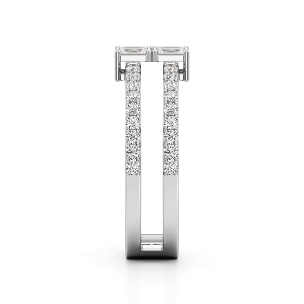 Radiant Quad Diamond Split Shank Ring