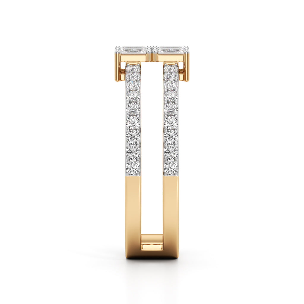 Radiant Quad Diamond Split Shank Ring