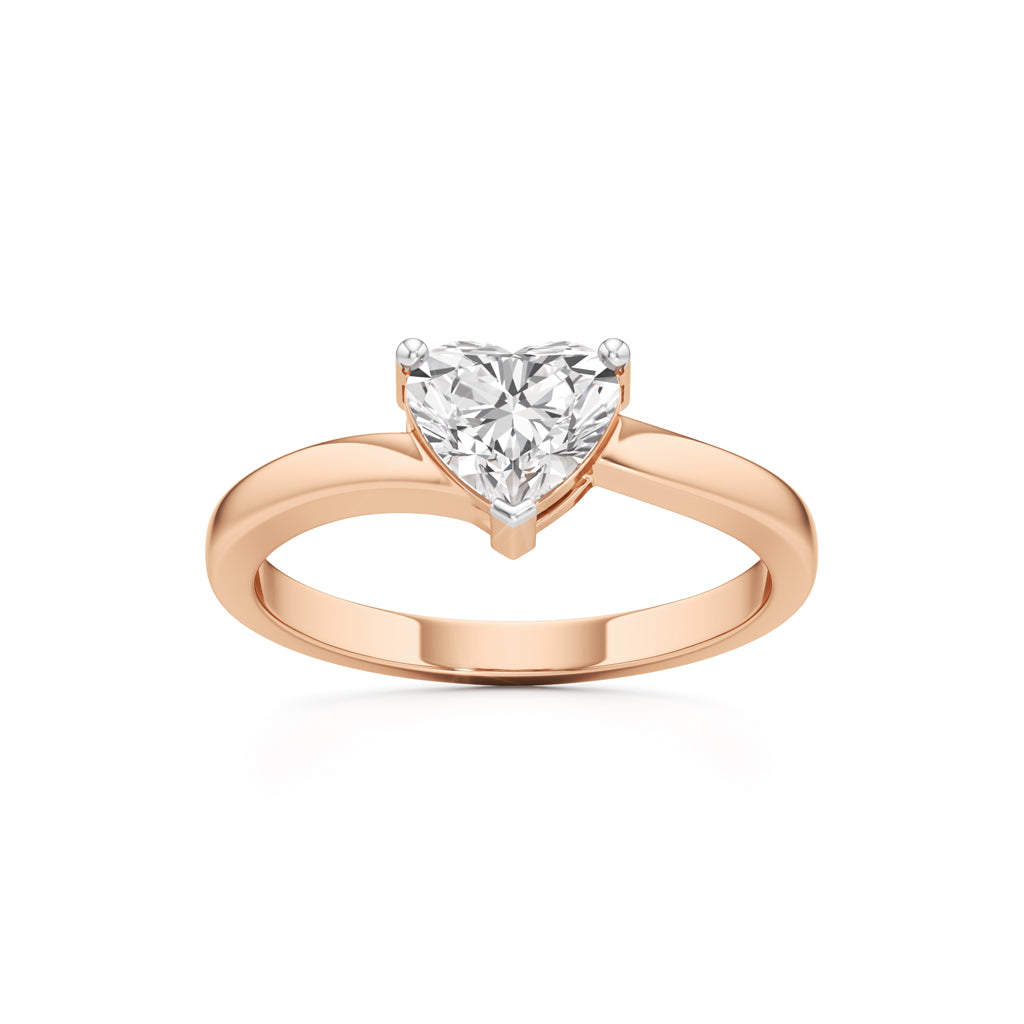 Pure Devotion Heart-Shaped Diamond Ring with Sleek Band Design