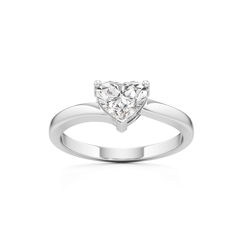Pure Devotion Heart-Shaped Diamond Ring with Sleek Band Design