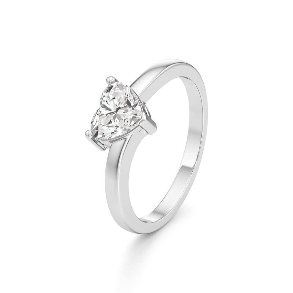 Pure Devotion Heart-Shaped Diamond Ring with Sleek Band Design