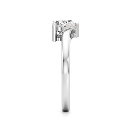 Pure Devotion Heart-Shaped Diamond Ring with Sleek Band Design