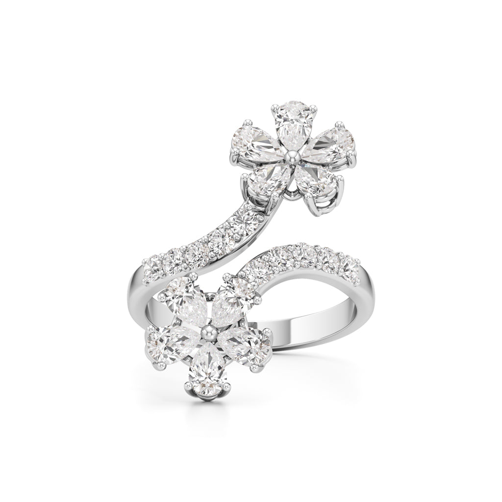 Dancing Blossoms Diamond Floral Wrap Ring