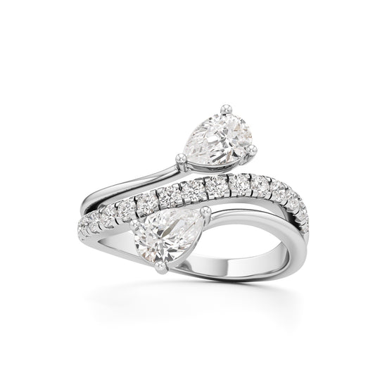 Luminescent Pear & Pave Diamond Wrap Ring