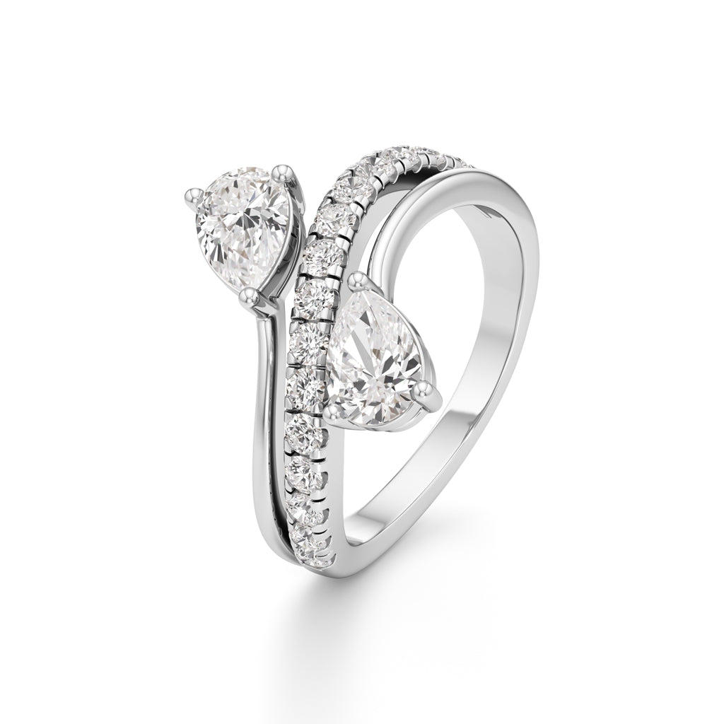 Luminescent Pear & Pave Diamond Wrap Ring