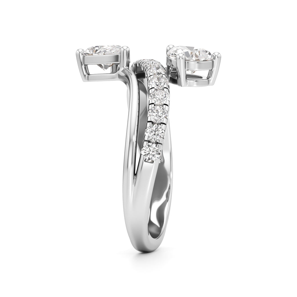 Luminescent Pear & Pave Diamond Wrap Ring