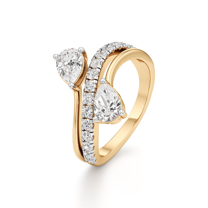 Luminescent Pear & Pave Diamond Wrap Ring