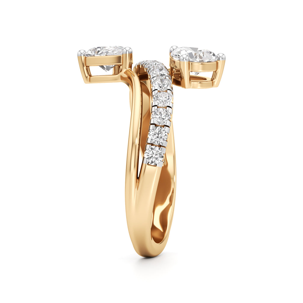 Luminescent Pear & Pave Diamond Wrap Ring