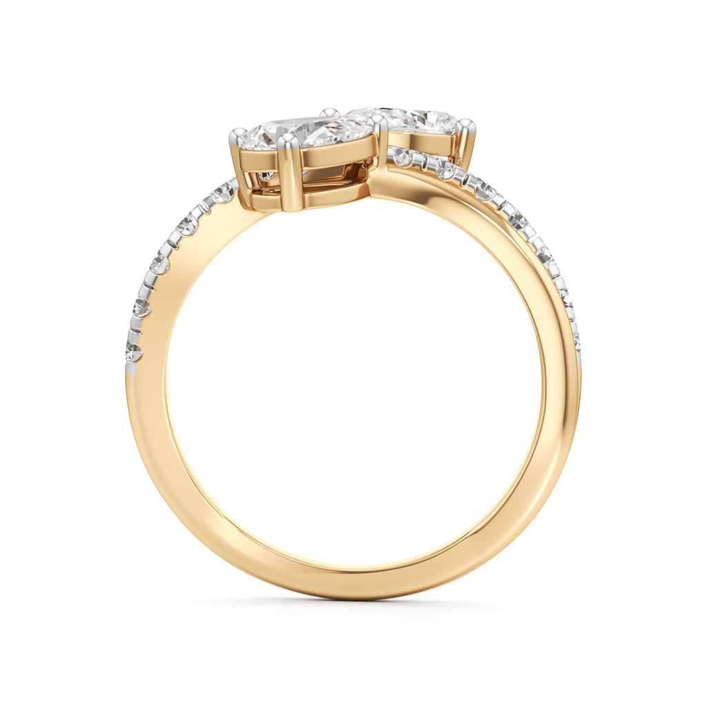 Luminescent Pear & Pave Diamond Wrap Ring