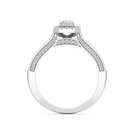 Emerald-Cut Diamond Halo Engagement Ring