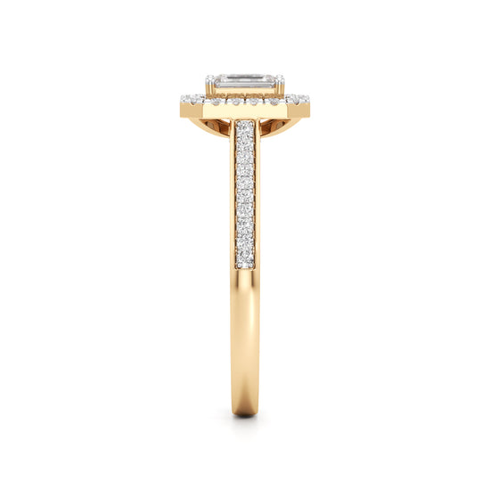 Emerald-Cut Diamond Halo Engagement Ring