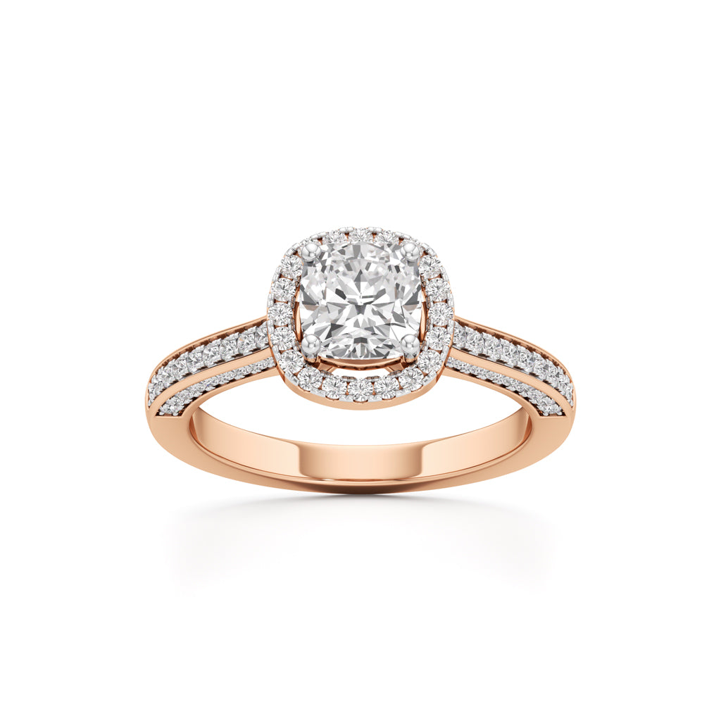Cushion Cut Halo Engagement Ring