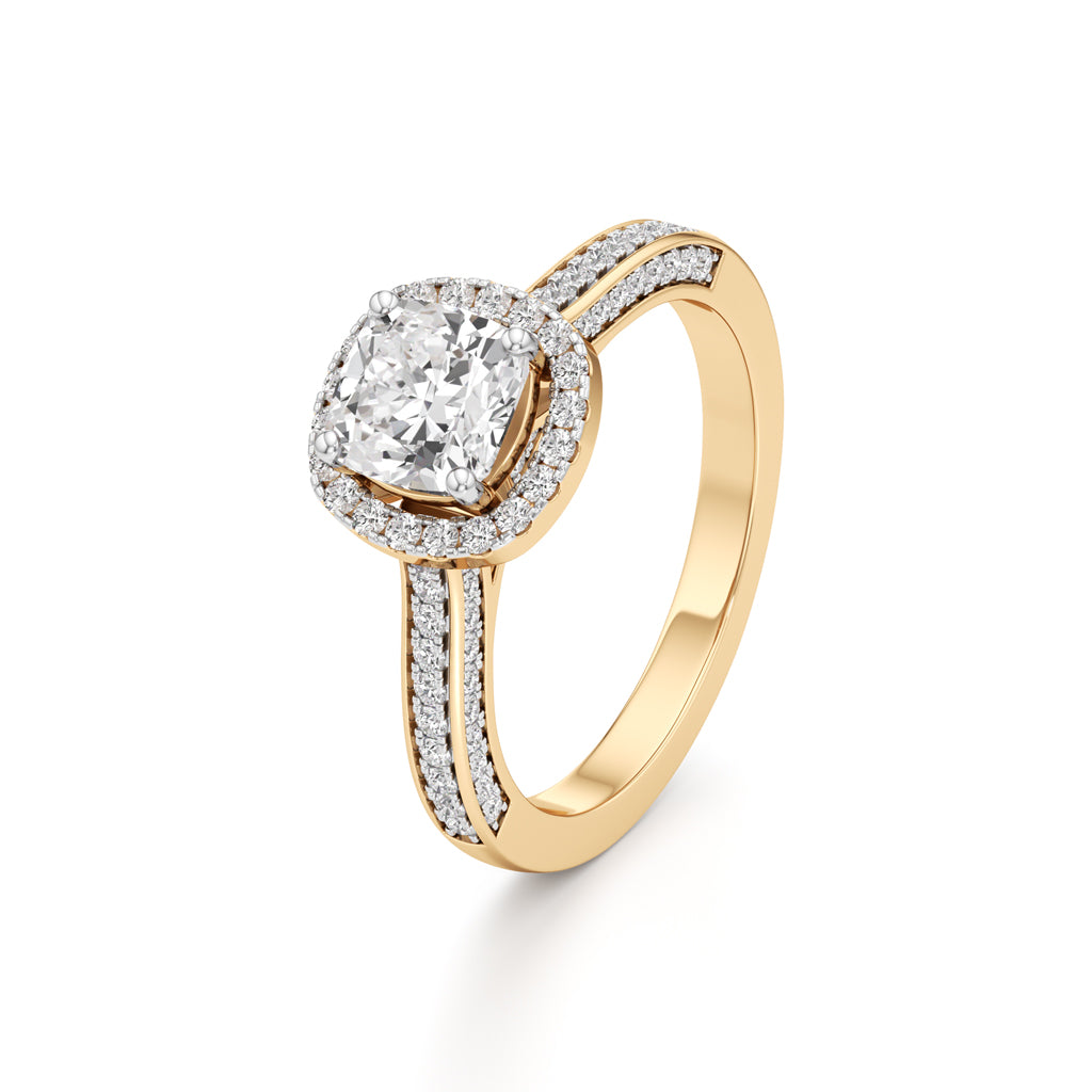 Cushion Cut Halo Engagement Ring