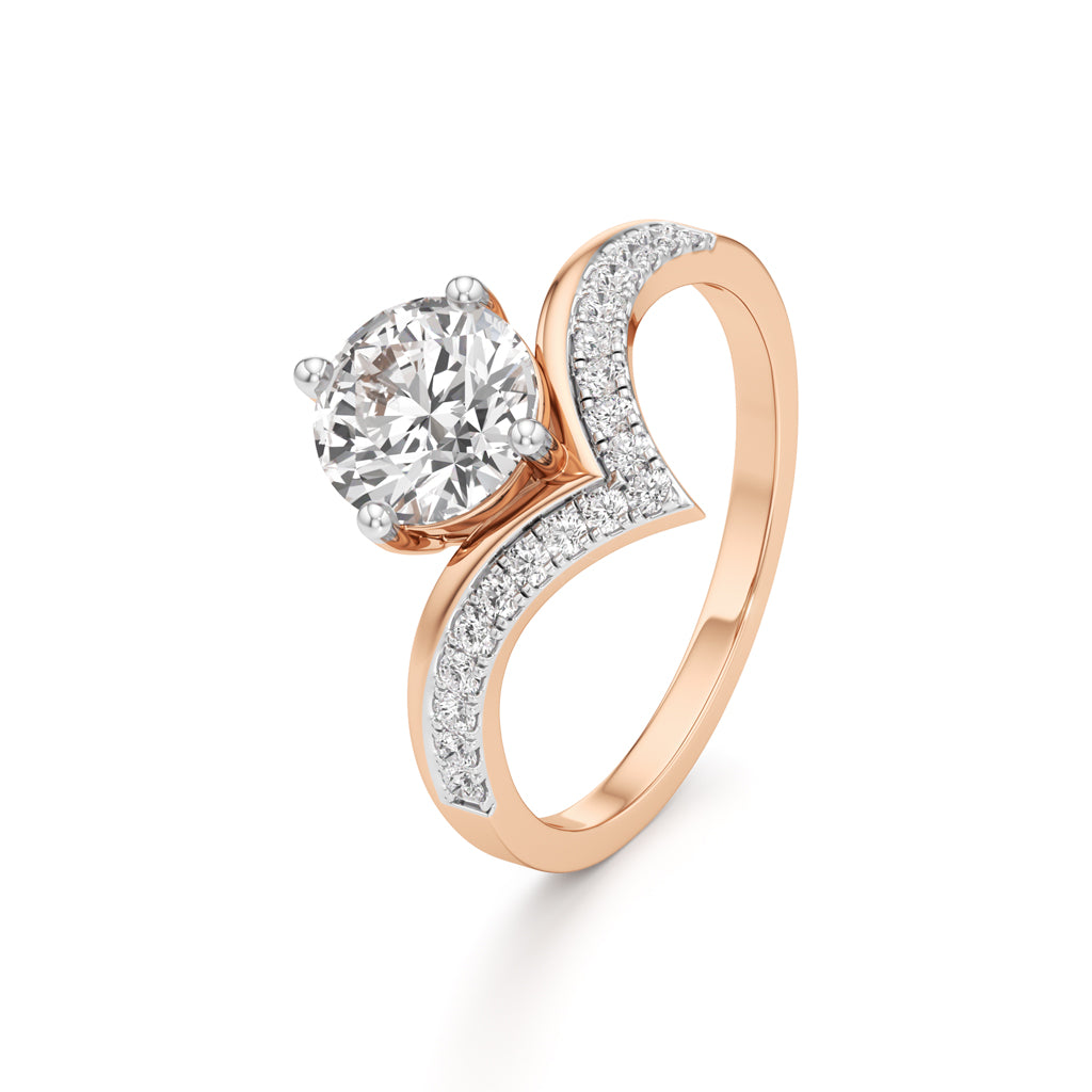 V-Shaped Pave Engagement Ring