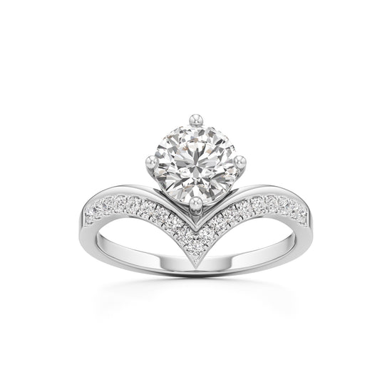 V-Shaped Pave Engagement Ring